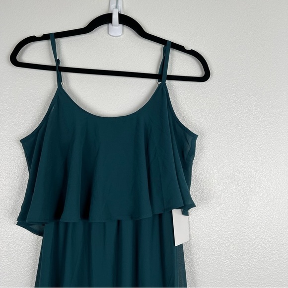 Show Me Your Mumu Caitlin Ruffle Maxi Dress Deep‎ Jade Chiffon Sz XXS - Picture 5 of 9